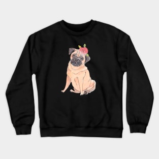 Pug with flower Crewneck Sweatshirt